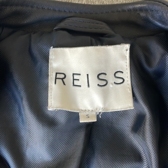Reiss leather jacket - asymmetric zip, slate color - Picture 2 of 12